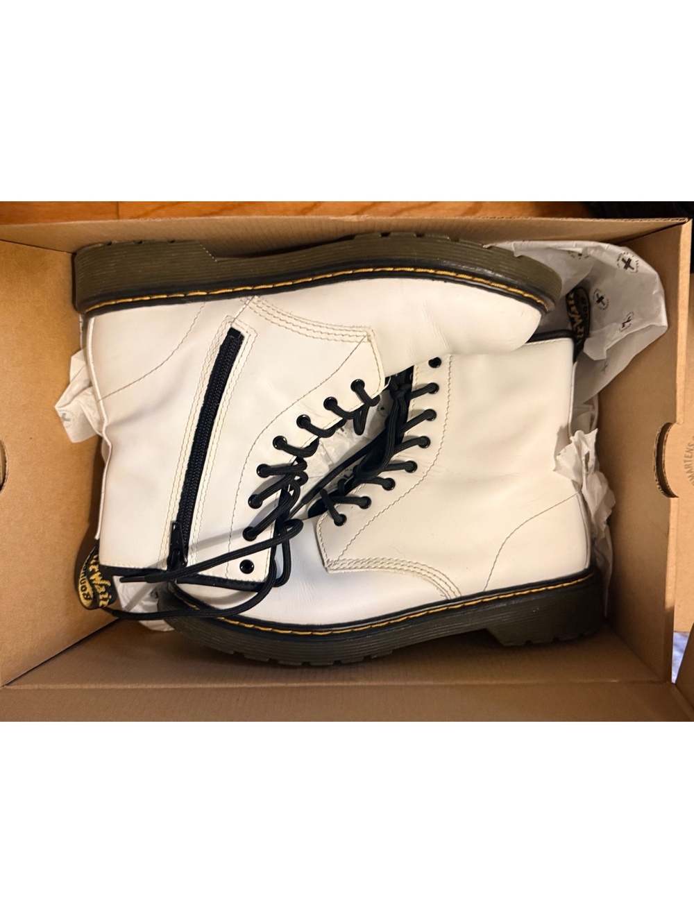 Dr. Martens 1460 Y White Romario Boots Size US 5 EU 37